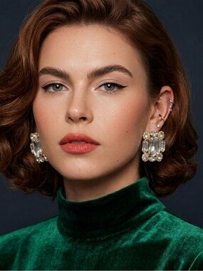 Jumbo Rhinestone CLIP ON Earrings NOT PIERCED Romantic Sparkle Gift Jewelry NEW